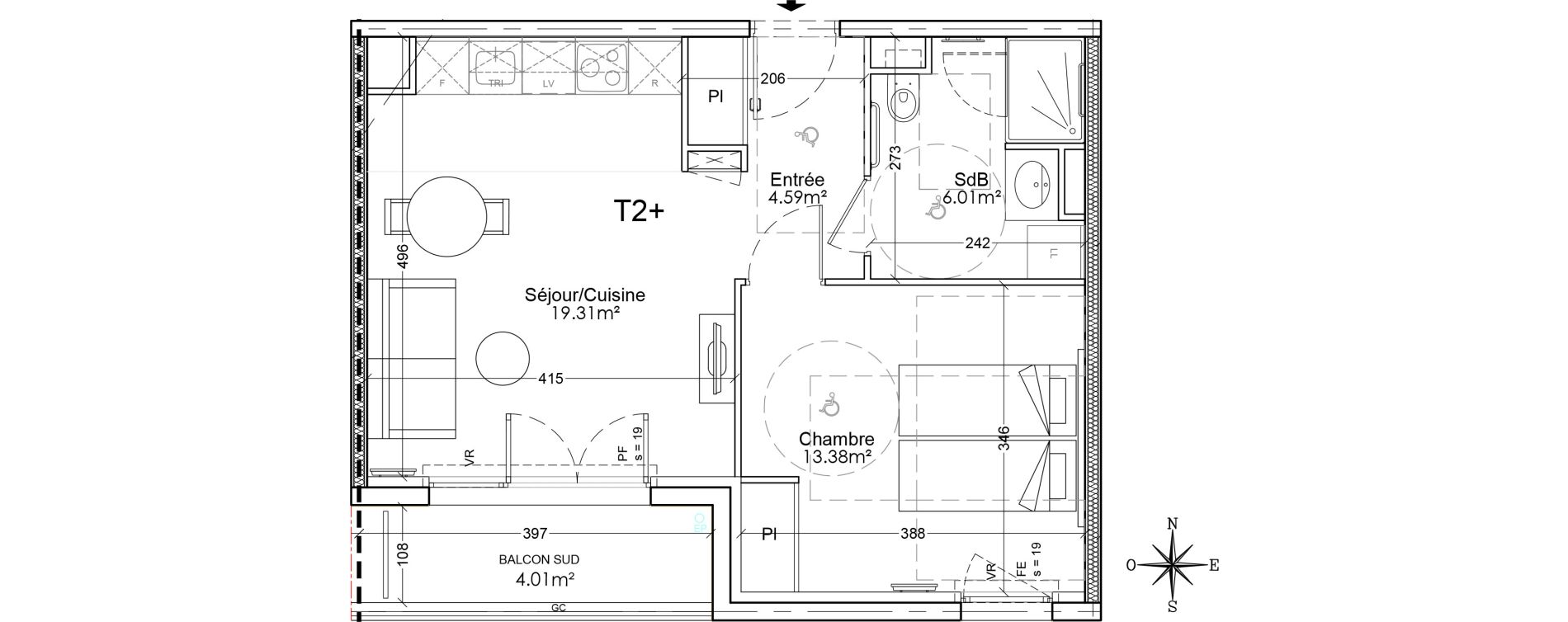 Appartement T2 de 43,29 m2 &agrave; Limoges Benedictins