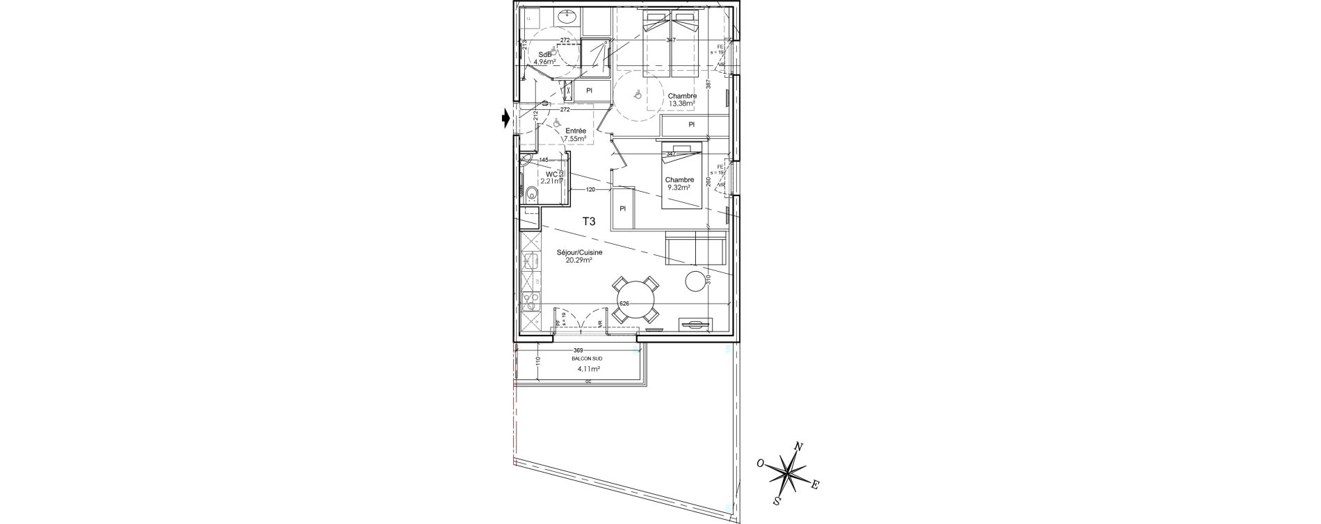 Appartement T3 de 57,71 m2 &agrave; Limoges Benedictins