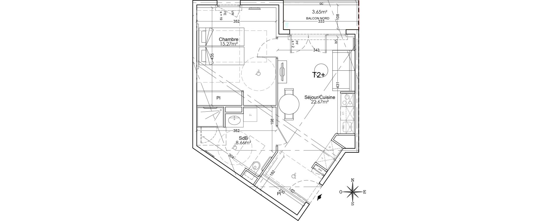 Appartement T2 de 46,60 m2 &agrave; Limoges Benedictins