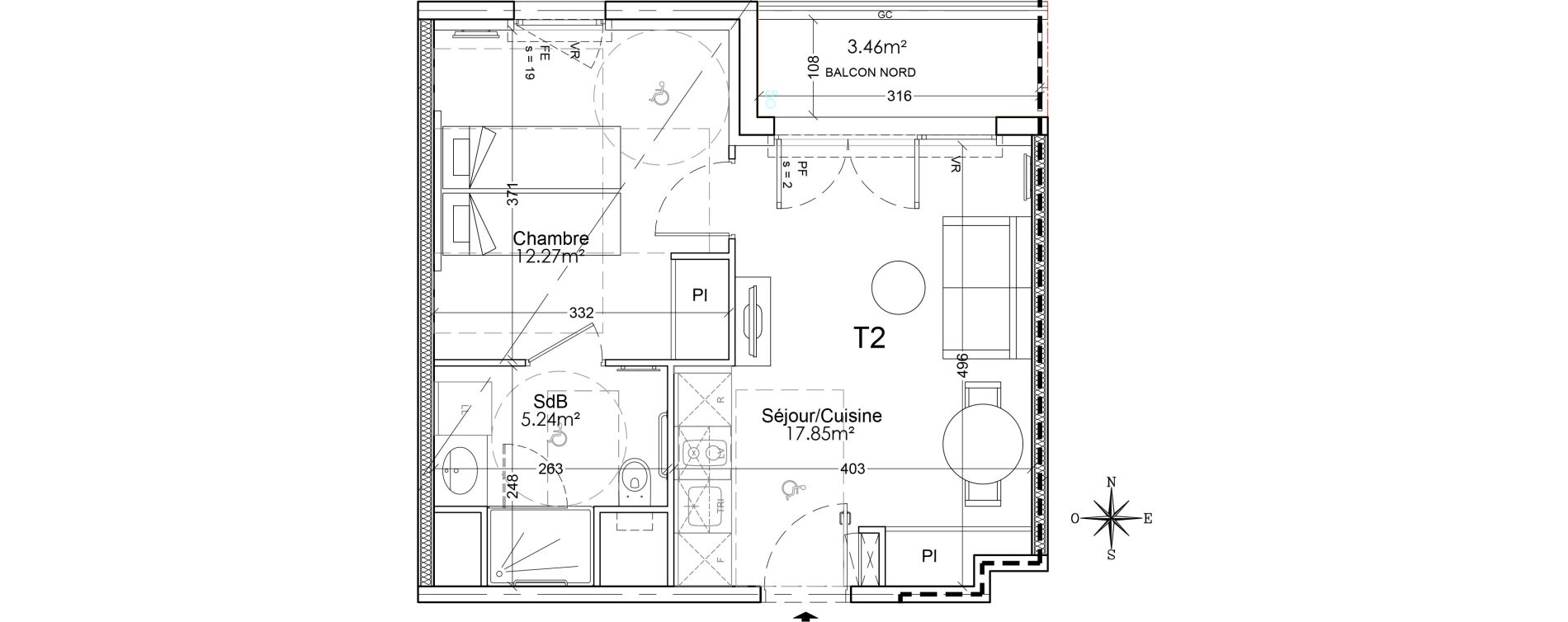 Appartement T2 de 35,36 m2 &agrave; Limoges Benedictins