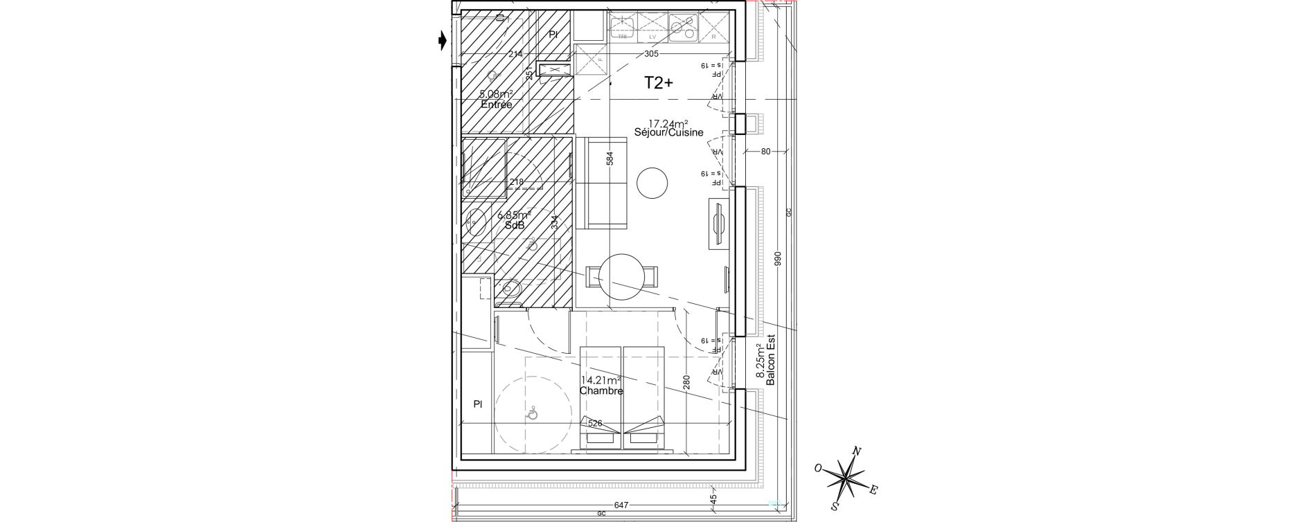 Appartement T2 de 43,38 m2 &agrave; Limoges Benedictins