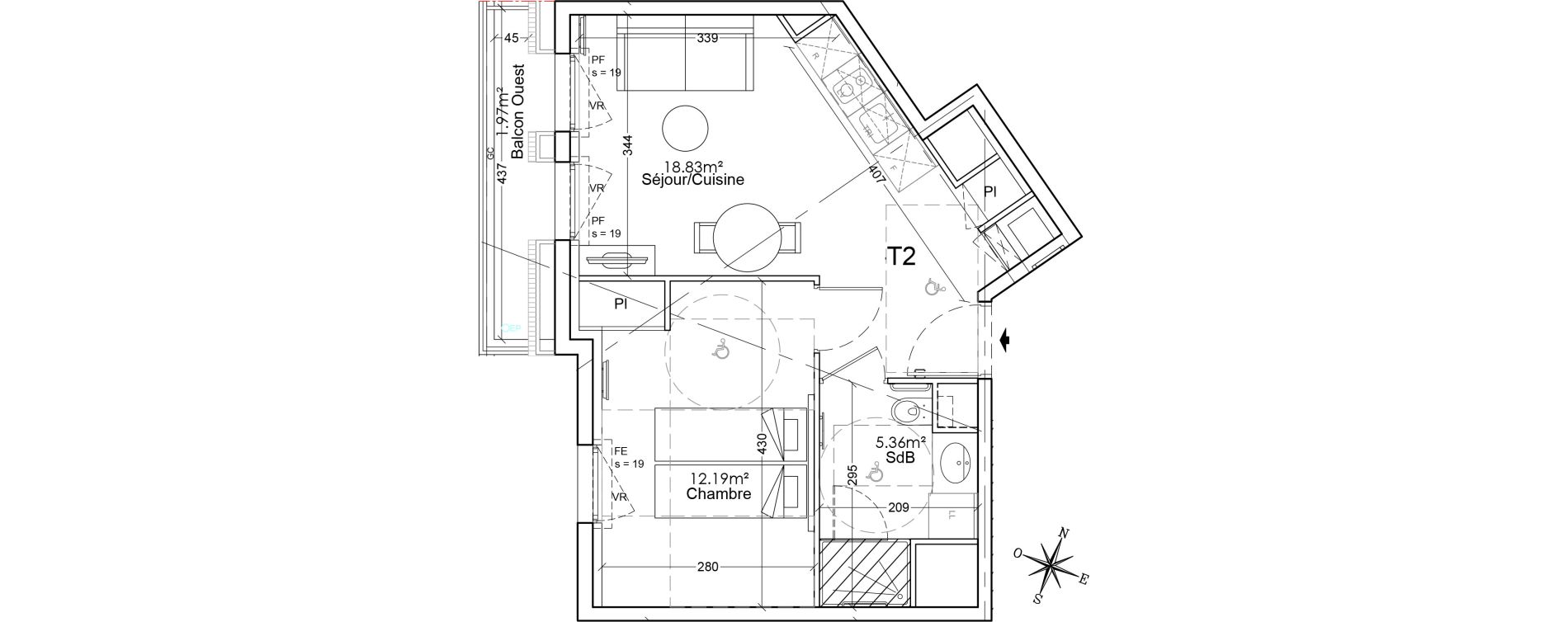 Appartement T2 de 36,38 m2 &agrave; Limoges Benedictins