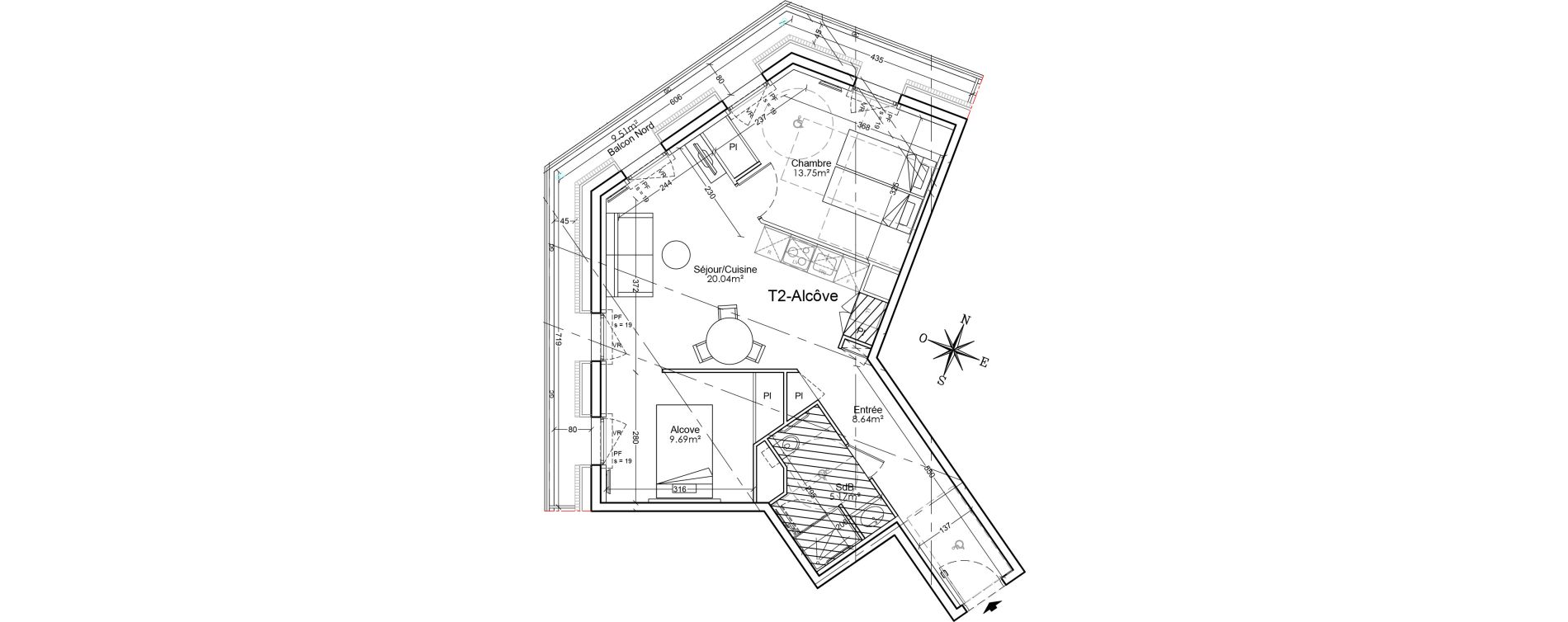 Appartement T2 bis de 57,29 m2 &agrave; Limoges Benedictins