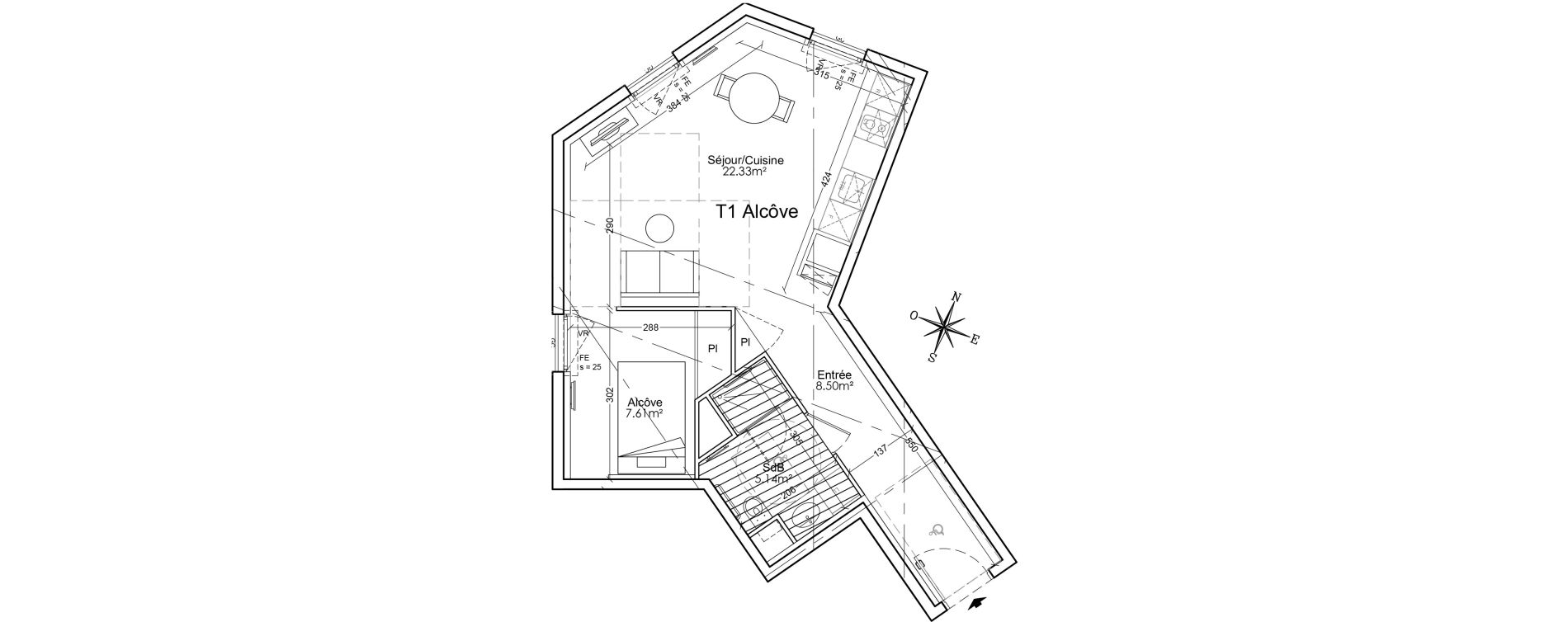 Appartement T1 bis de 43,58 m2 &agrave; Limoges Benedictins
