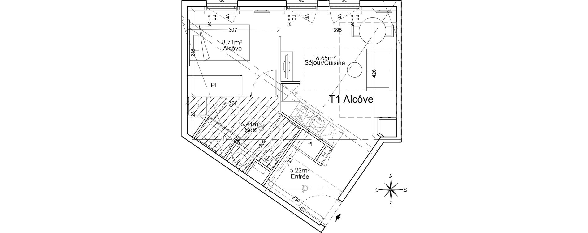 Appartement T1 bis de 37,02 m2 &agrave; Limoges Benedictins