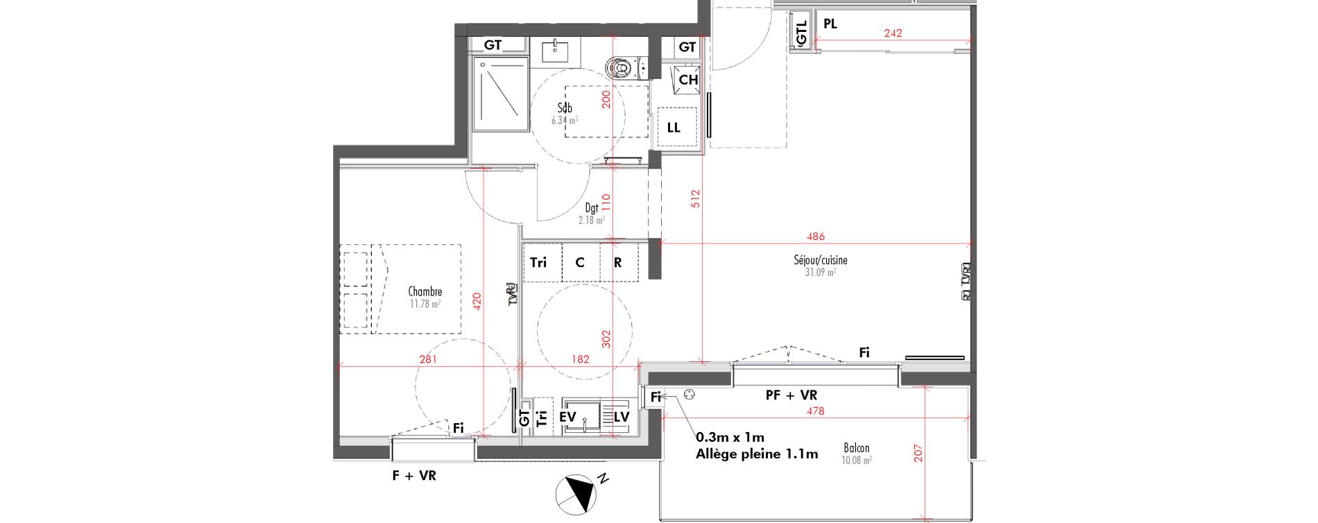 Appartement T2 de 51,39 m2 &agrave; Limoges Vanteaux