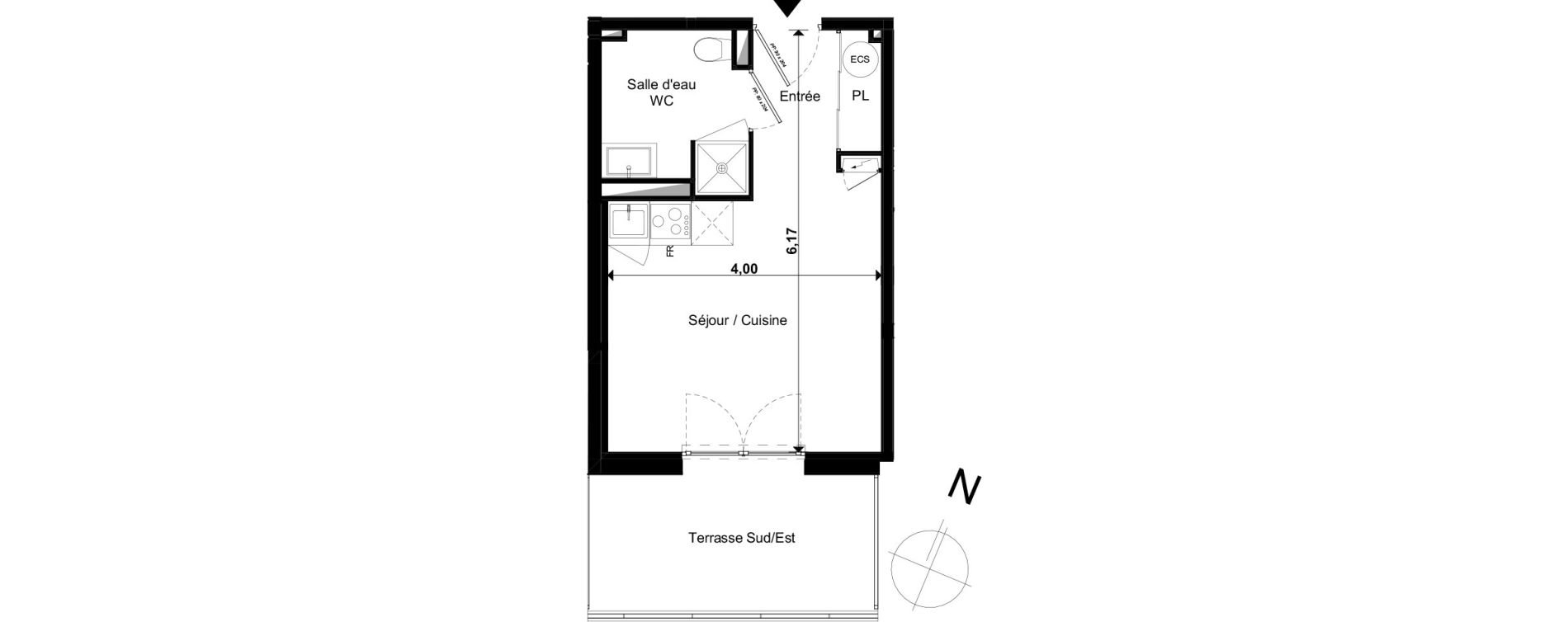 Appartement T1 de 23,76 m2 &agrave; Limoges Le colombier