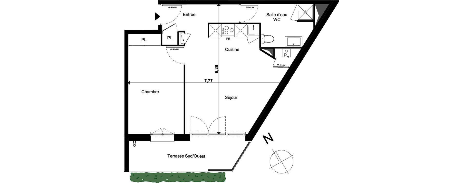 Appartement T2 de 44,71 m2 &agrave; Limoges Le colombier