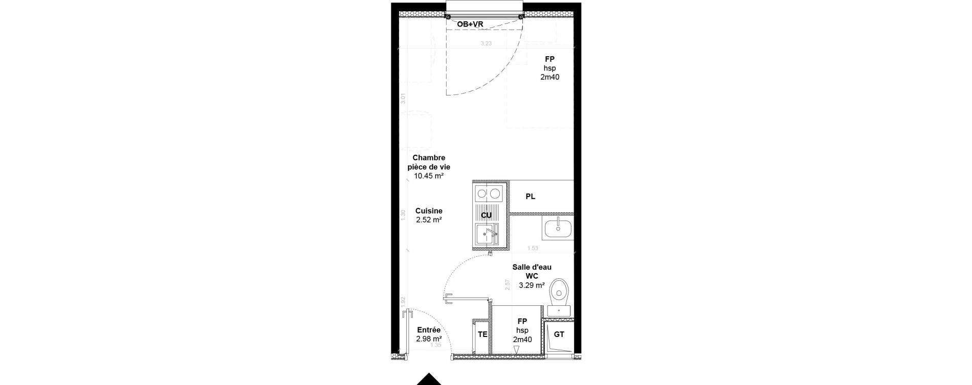 Appartement T1 de 19,24 m2 &agrave; Limoges La visitation