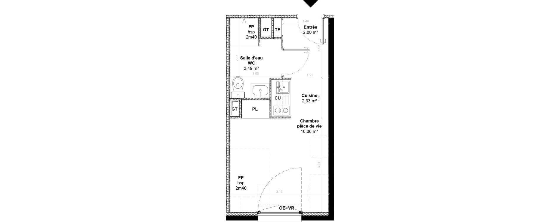 Appartement T1 de 18,68 m2 &agrave; Limoges La visitation