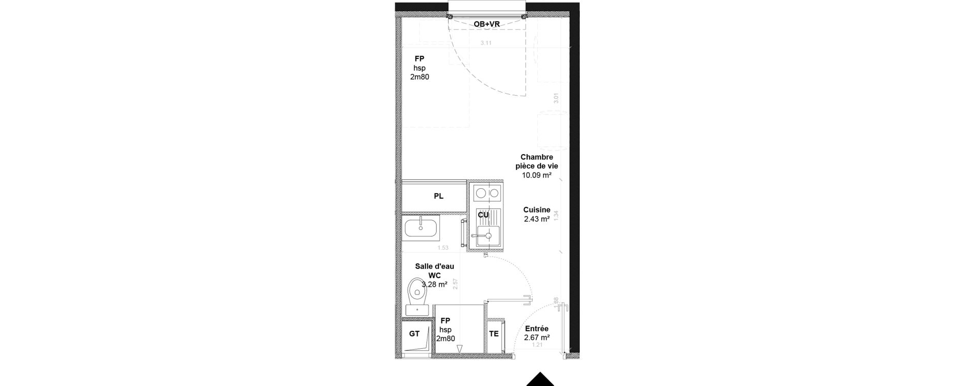 Appartement T1 de 18,47 m2 &agrave; Limoges La visitation