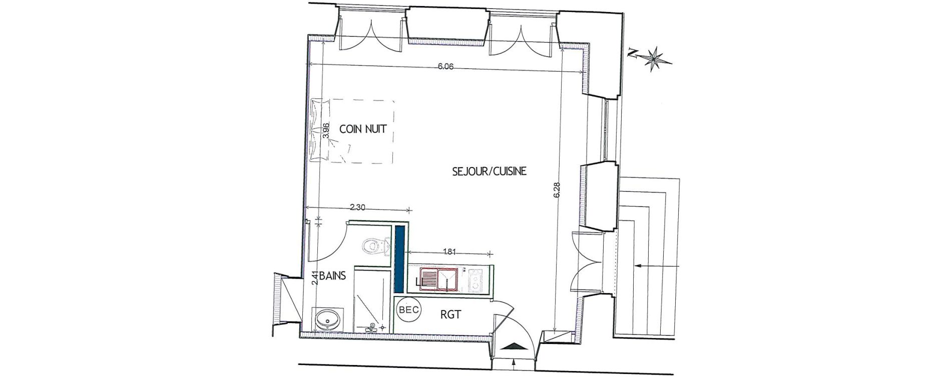 Appartement T1 de 37,60 m2 &agrave; Limoges Les galeries