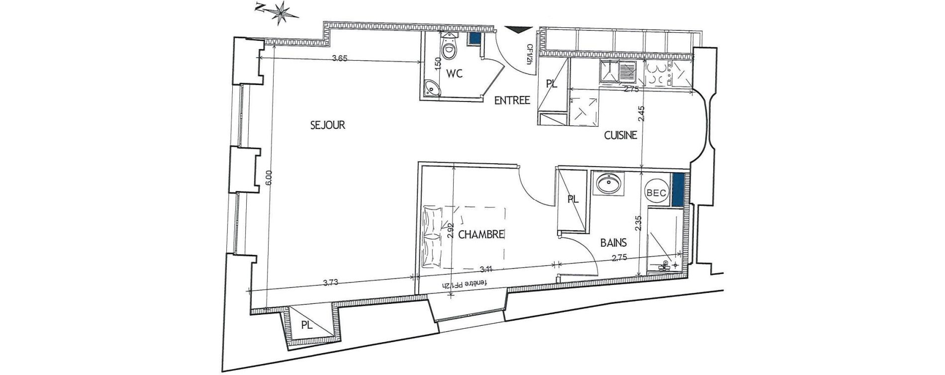 Appartement T2 de 53,30 m2 &agrave; Limoges Les galeries