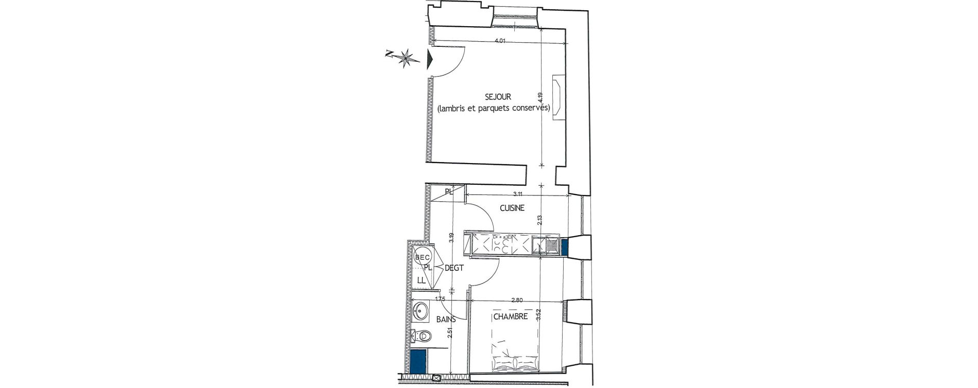 Appartement T2 de 40,90 m2 &agrave; Limoges Les galeries