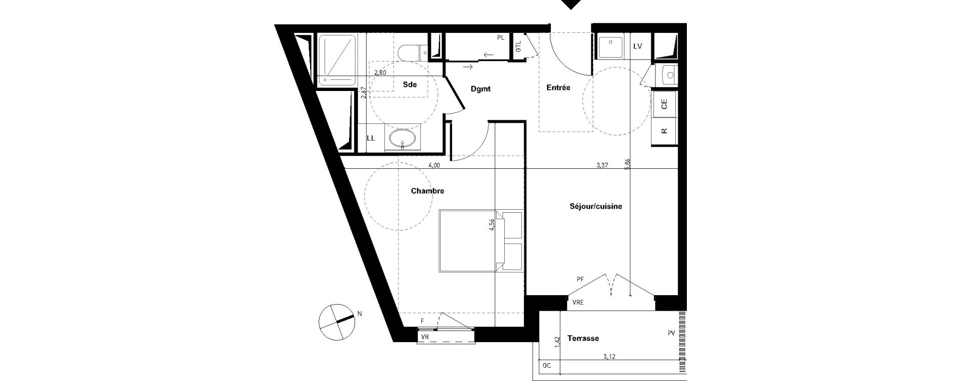 Appartement T2 de 42,87 m2 &agrave; Limoges Centre