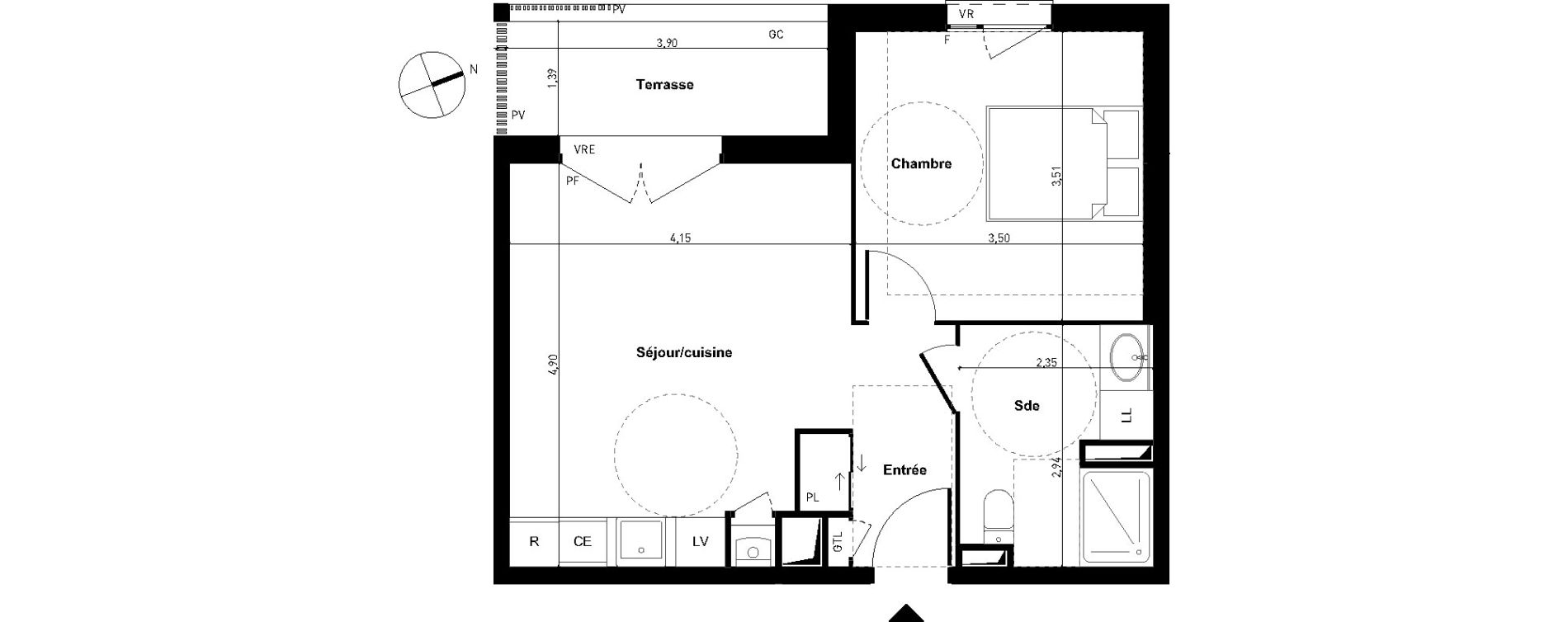 Appartement T2 de 42,12 m2 &agrave; Limoges Centre