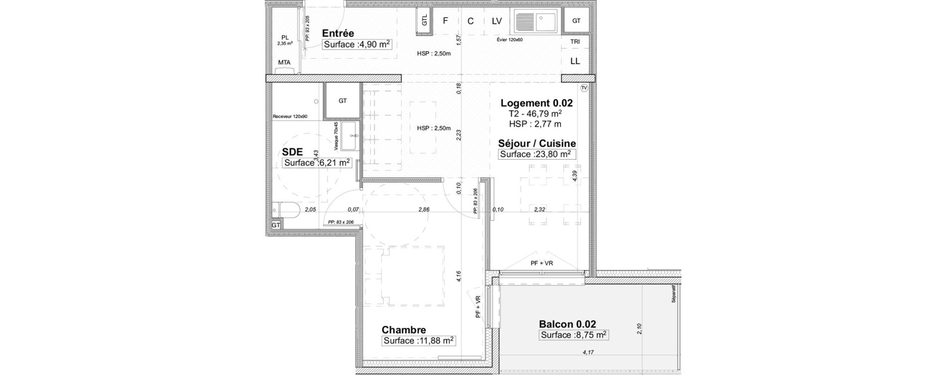 Appartement T2 de 46,79 m2 &agrave; Limoges La visitation