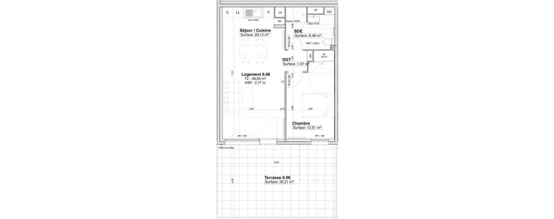 Appartement T2 de 49,69 m2 &agrave; Limoges La visitation