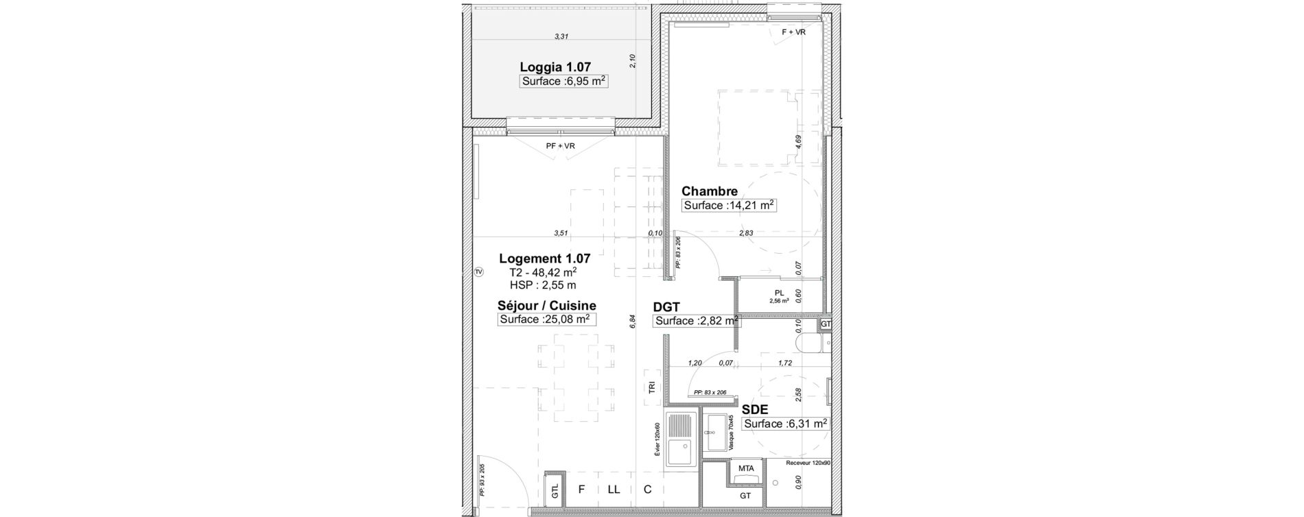 Appartement T2 de 48,42 m2 &agrave; Limoges La visitation