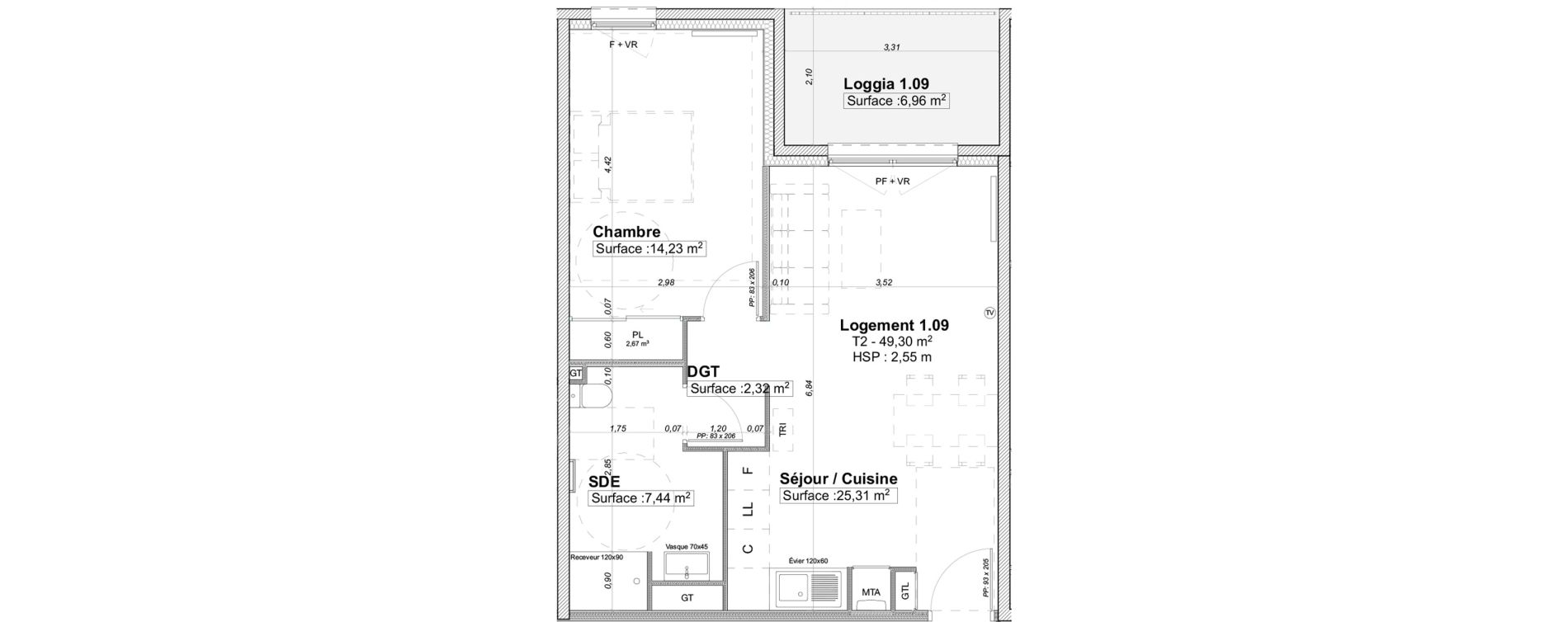 Appartement T2 de 49,30 m2 &agrave; Limoges La visitation