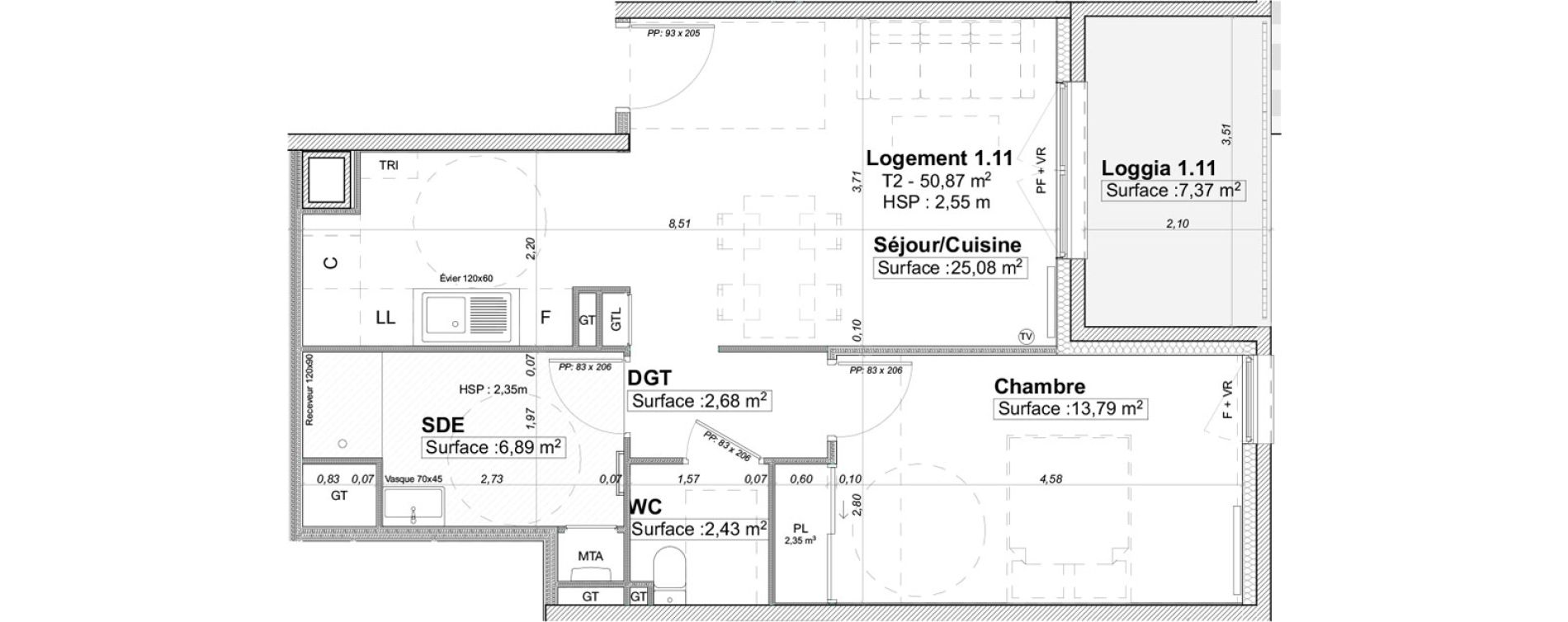 Appartement T2 de 50,87 m2 &agrave; Limoges La visitation