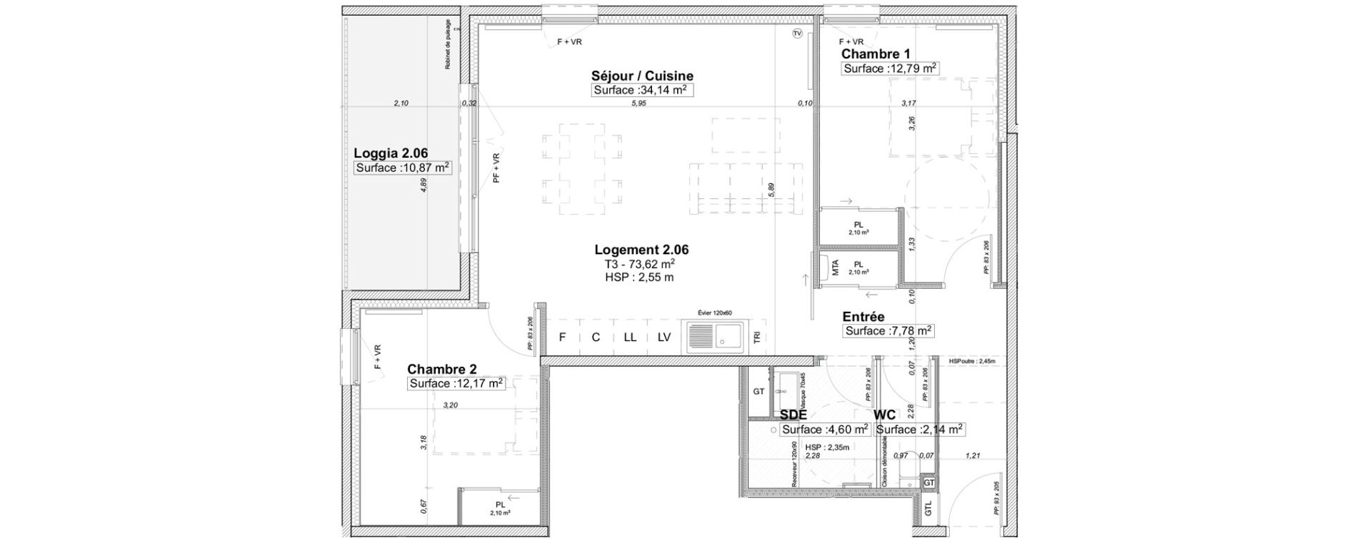 Appartement T3 de 73,62 m2 &agrave; Limoges La visitation