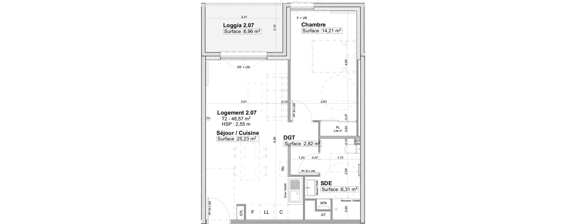 Appartement T2 de 48,57 m2 &agrave; Limoges La visitation