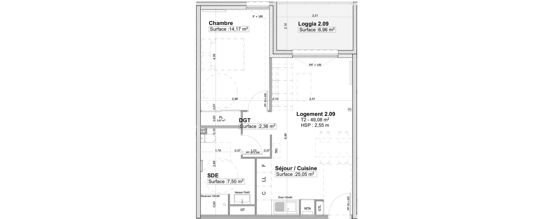 Appartement T2 de 49,08 m2 &agrave; Limoges La visitation