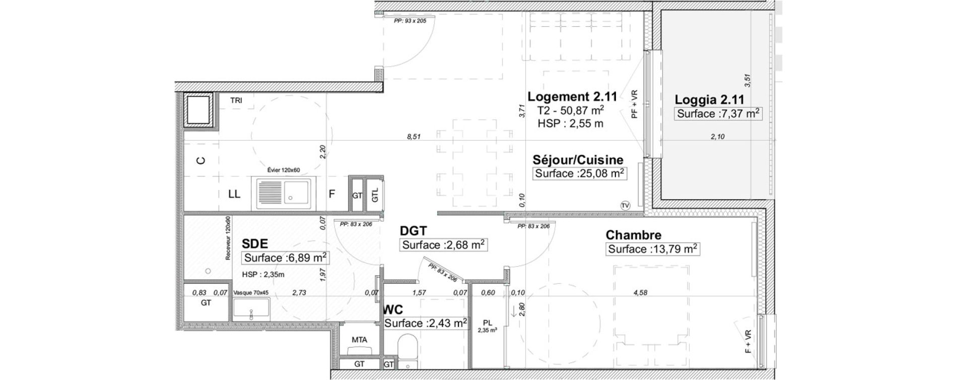 Appartement T2 de 50,87 m2 &agrave; Limoges La visitation