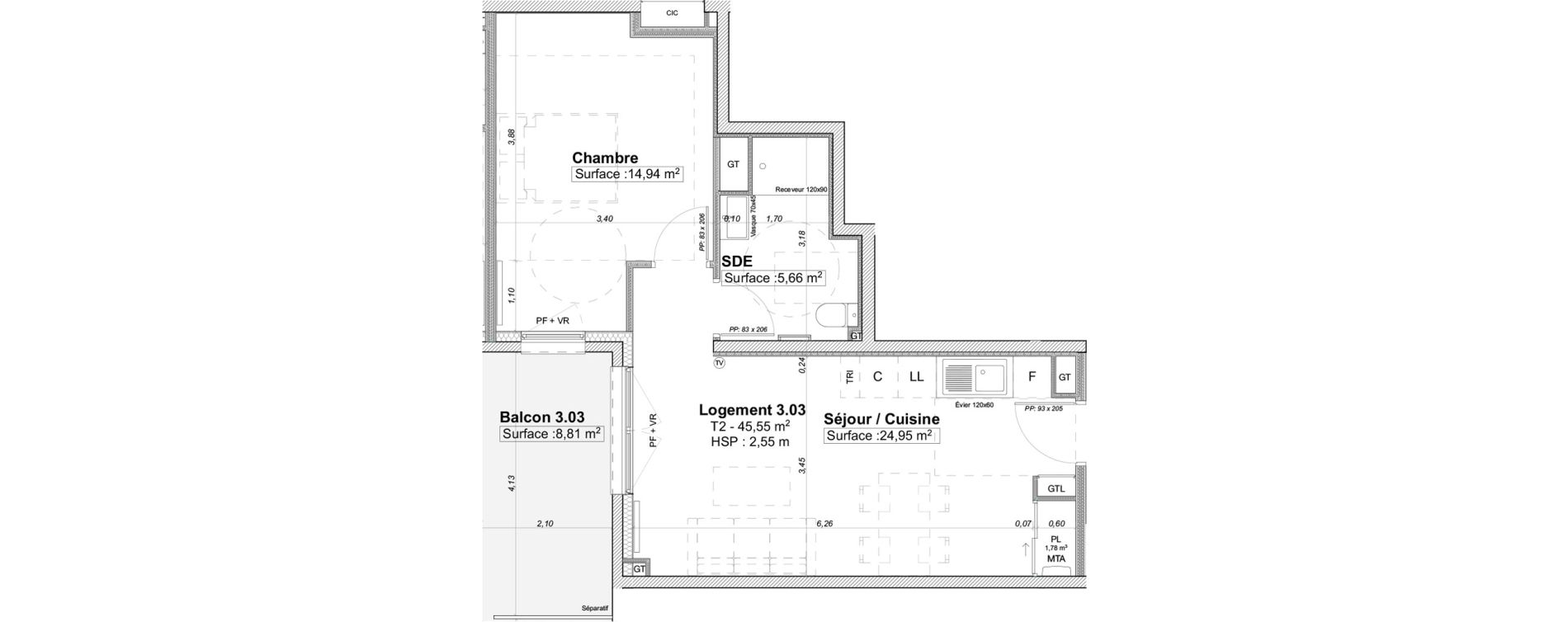 Appartement T2 de 45,55 m2 &agrave; Limoges La visitation