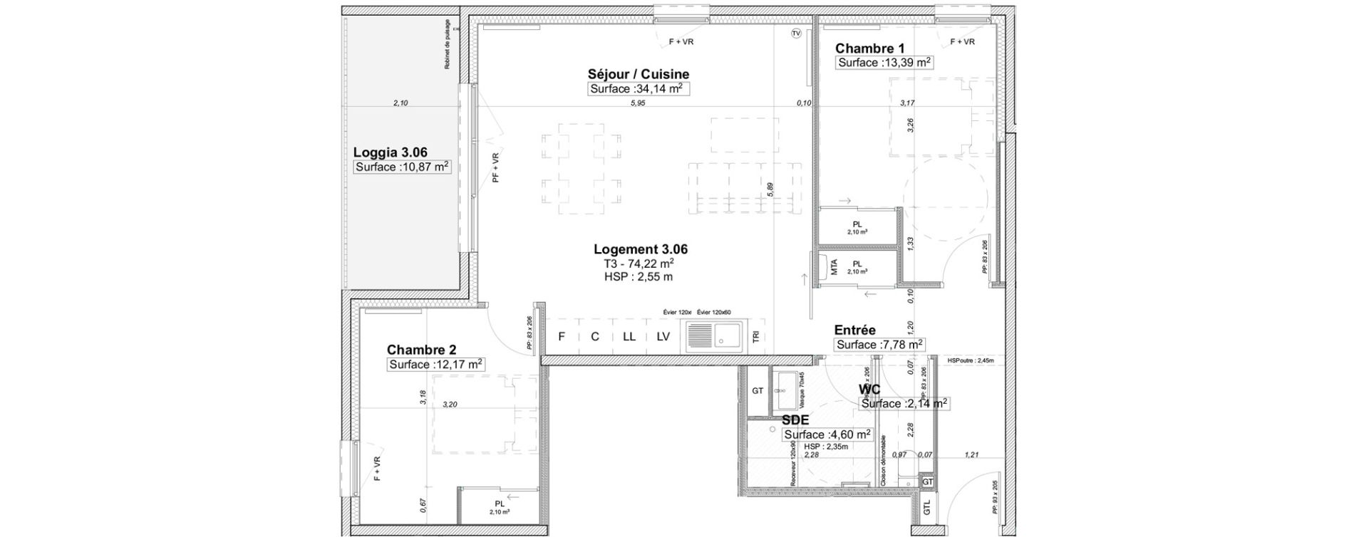 Appartement T3 de 74,22 m2 &agrave; Limoges La visitation