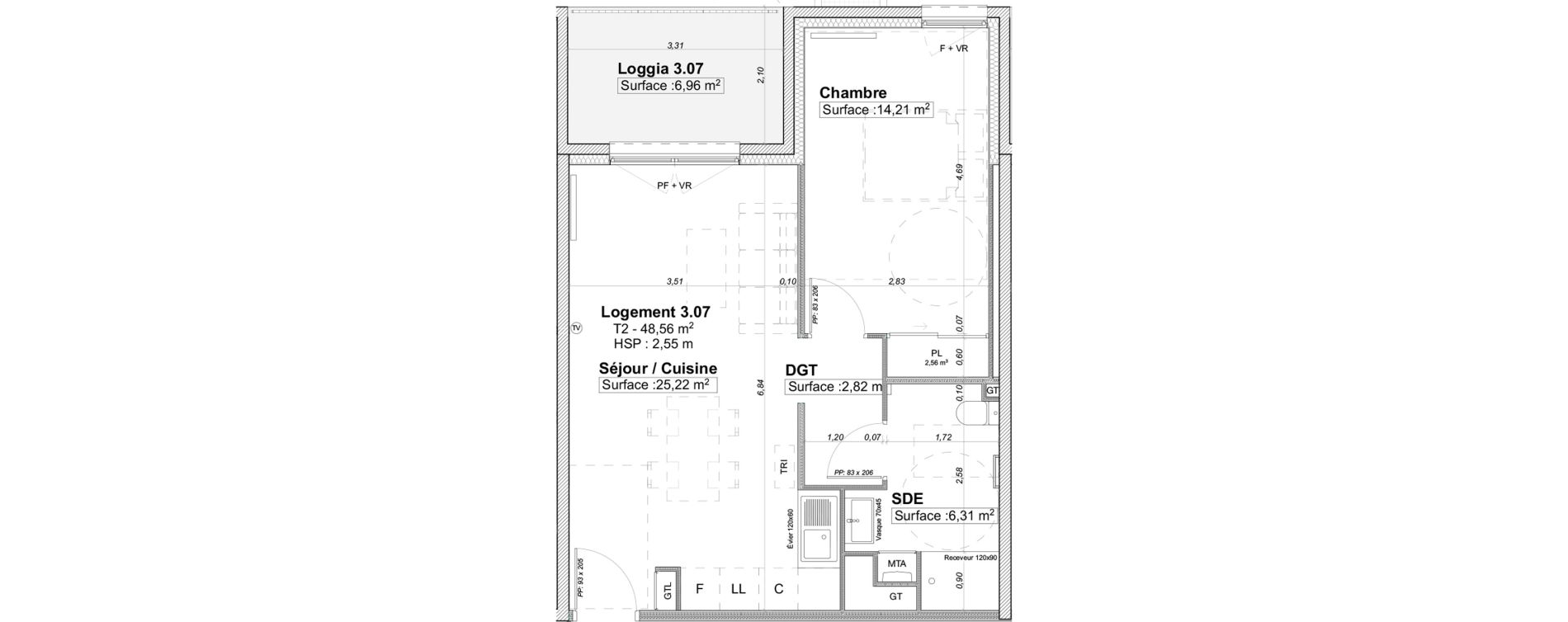 Appartement T2 de 48,56 m2 &agrave; Limoges La visitation