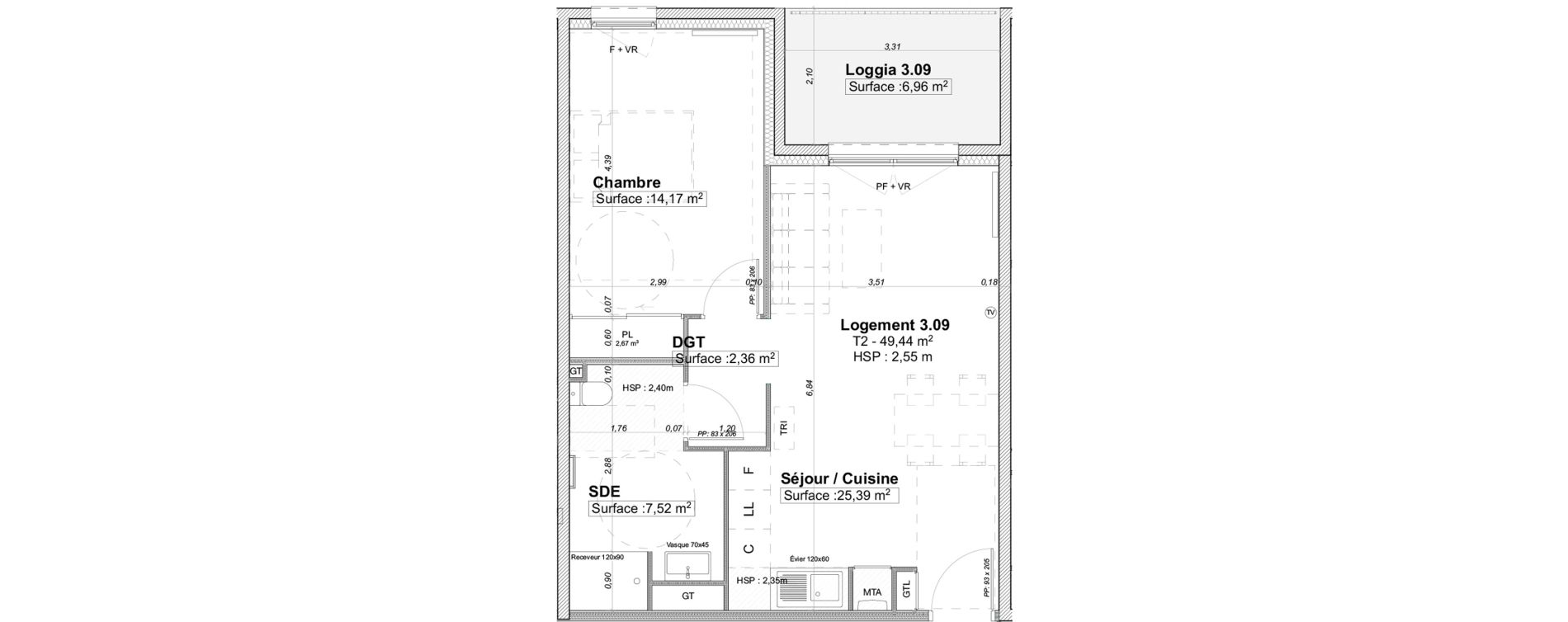 Appartement T2 de 49,44 m2 &agrave; Limoges La visitation