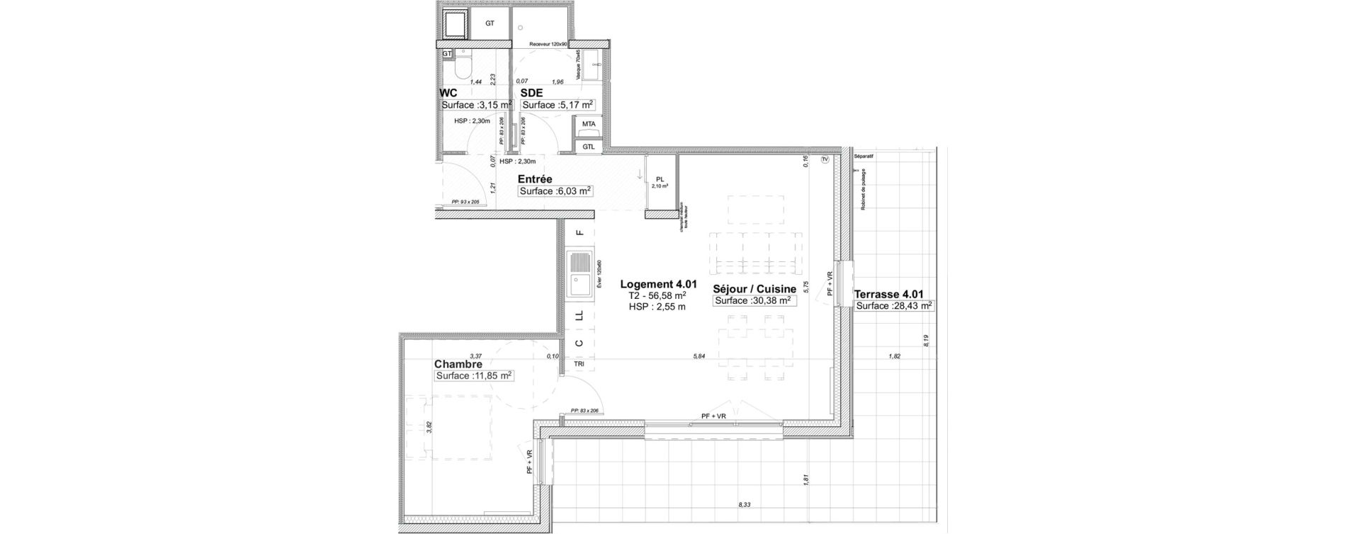 Appartement T2 de 56,58 m2 &agrave; Limoges La visitation