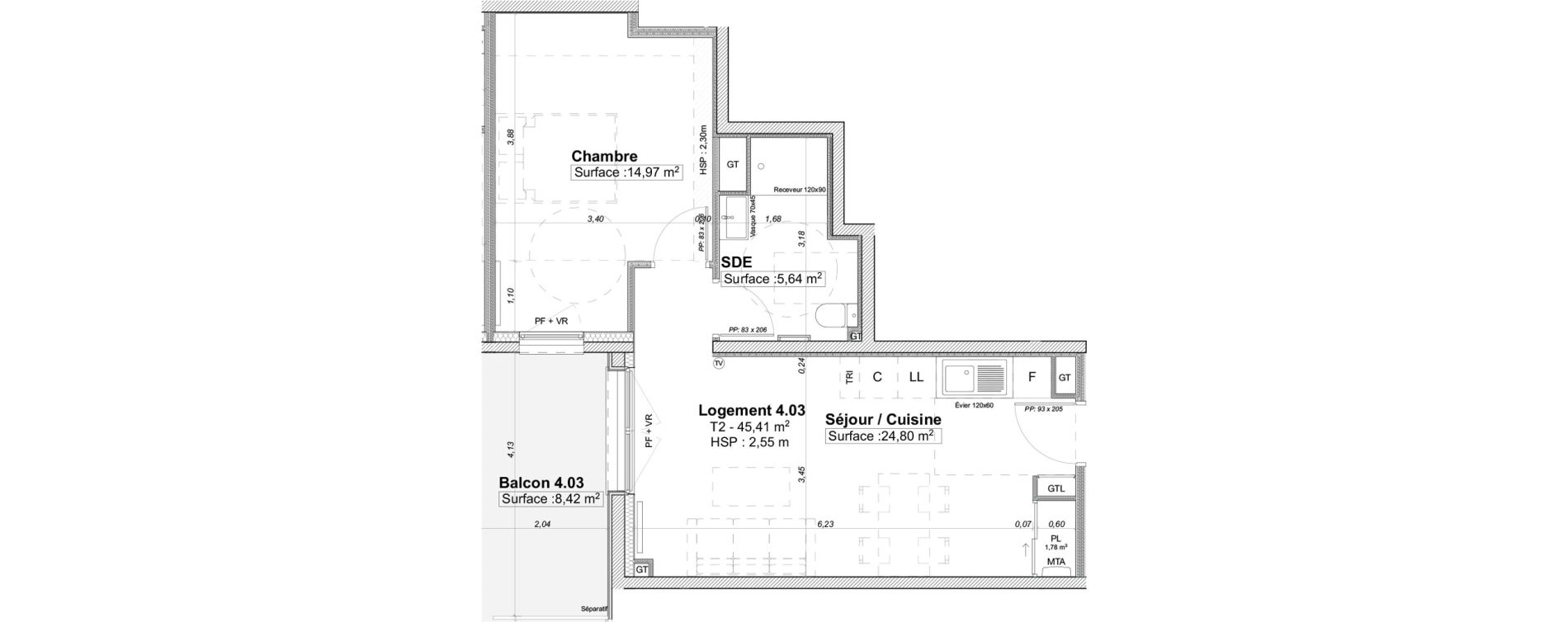 Appartement T2 de 45,41 m2 &agrave; Limoges La visitation