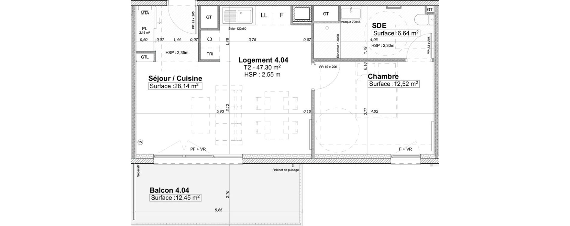 Appartement T2 de 47,30 m2 &agrave; Limoges La visitation