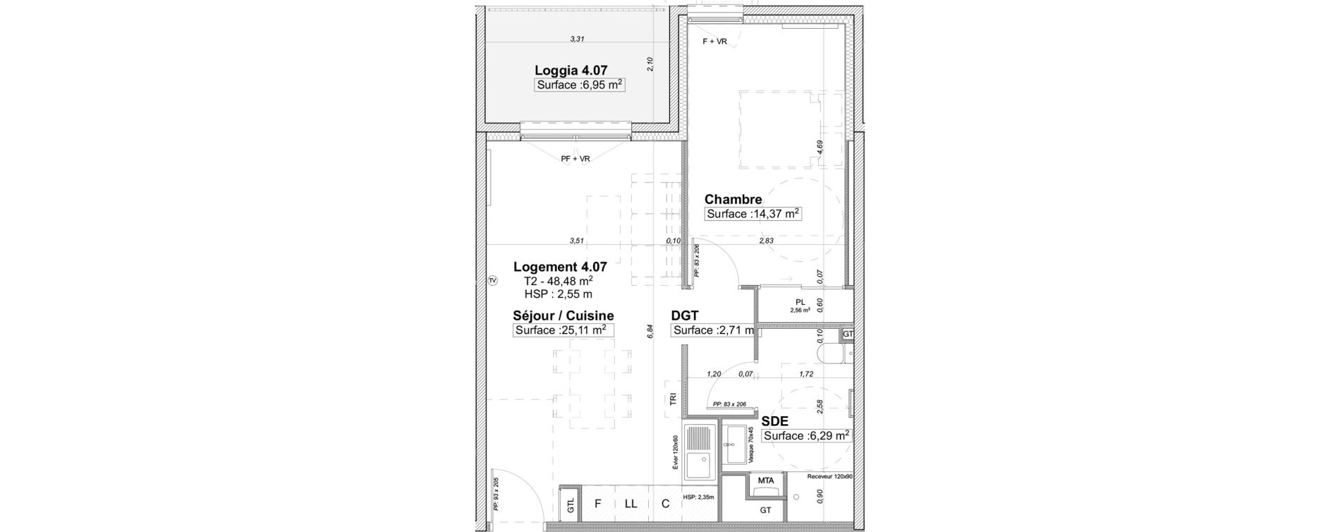 Appartement T2 de 48,48 m2 &agrave; Limoges La visitation