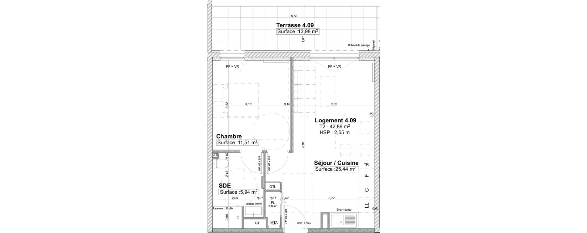 Appartement T2 de 42,89 m2 &agrave; Limoges La visitation