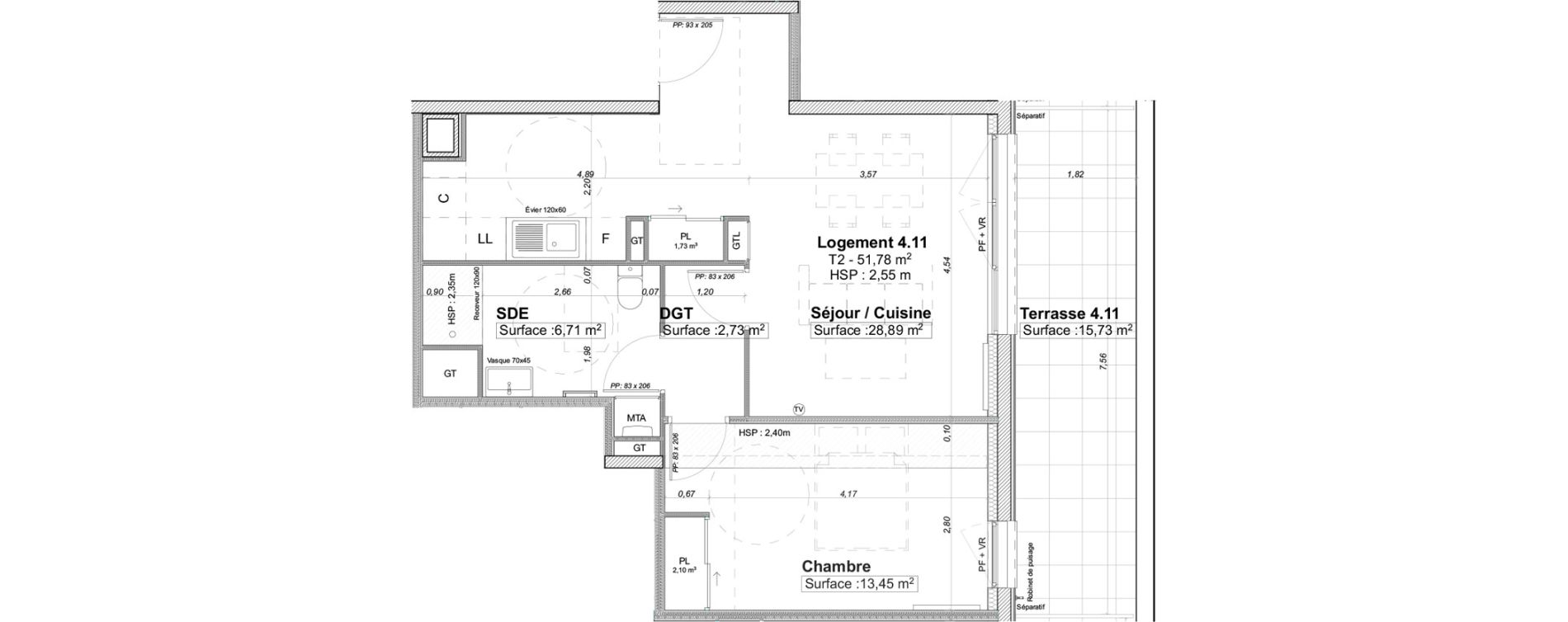 Appartement T2 de 51,78 m2 &agrave; Limoges La visitation