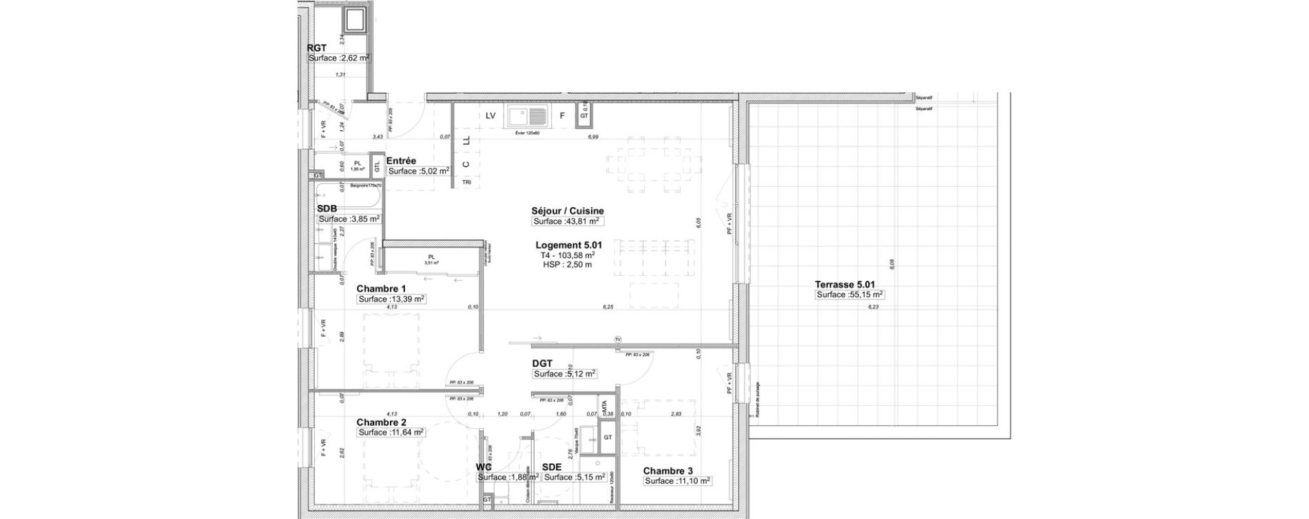 Appartement T4 de 103,58 m2 &agrave; Limoges La visitation