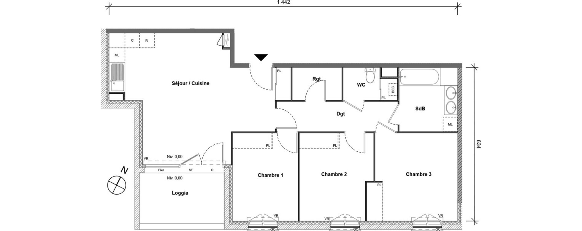 Appartement T4 de 80,76 m2 &agrave; Limoges &eacute;toile de fontaury