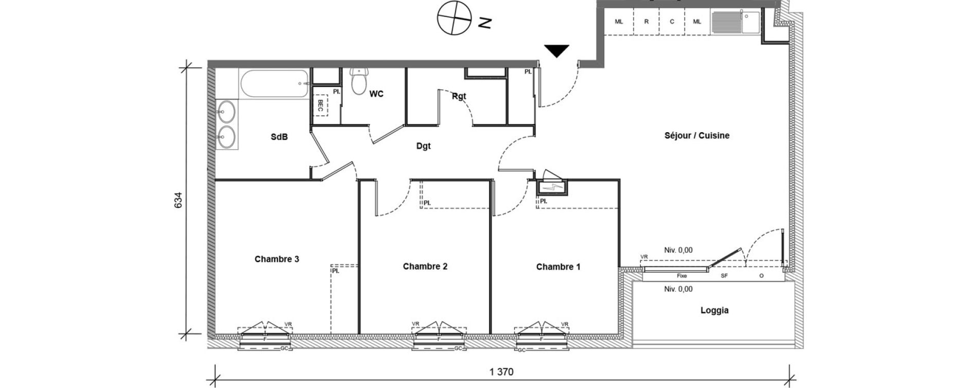 Appartement T4 de 83,70 m2 &agrave; Limoges &eacute;toile de fontaury