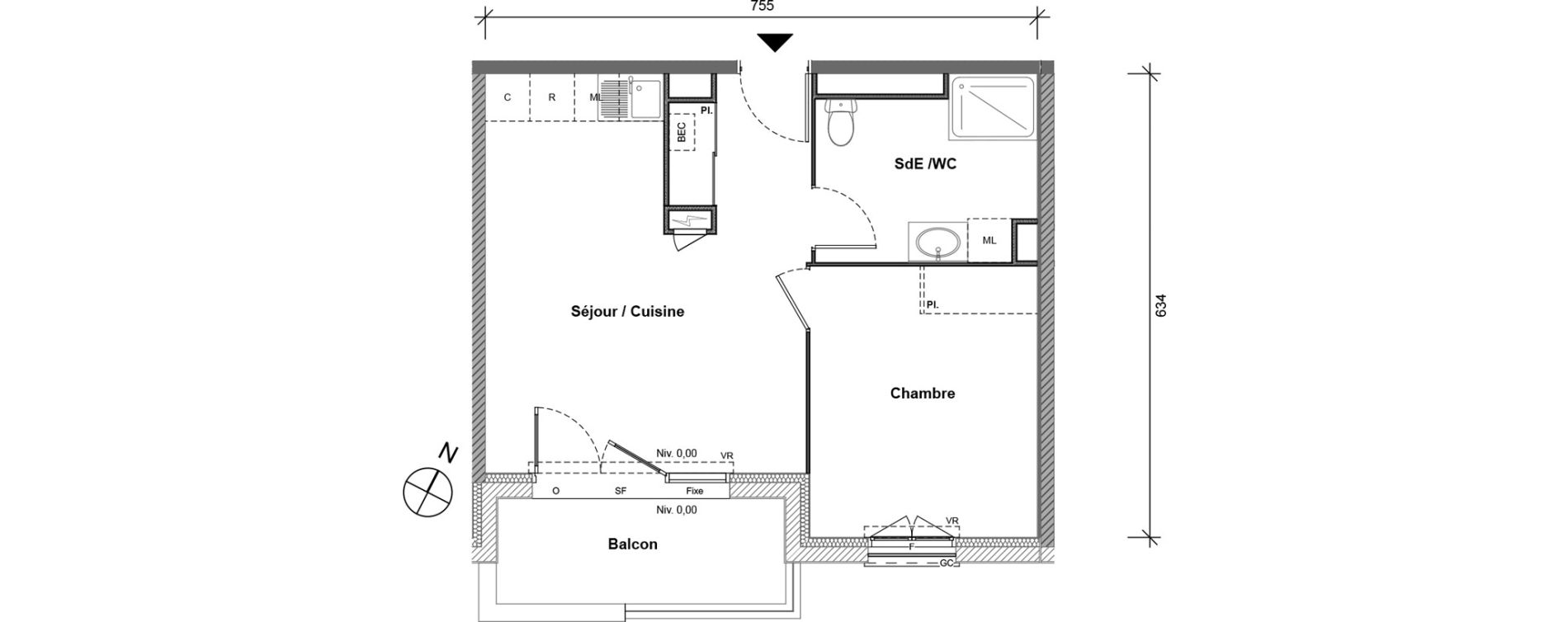 Appartement T2 de 42,03 m2 &agrave; Limoges &eacute;toile de fontaury