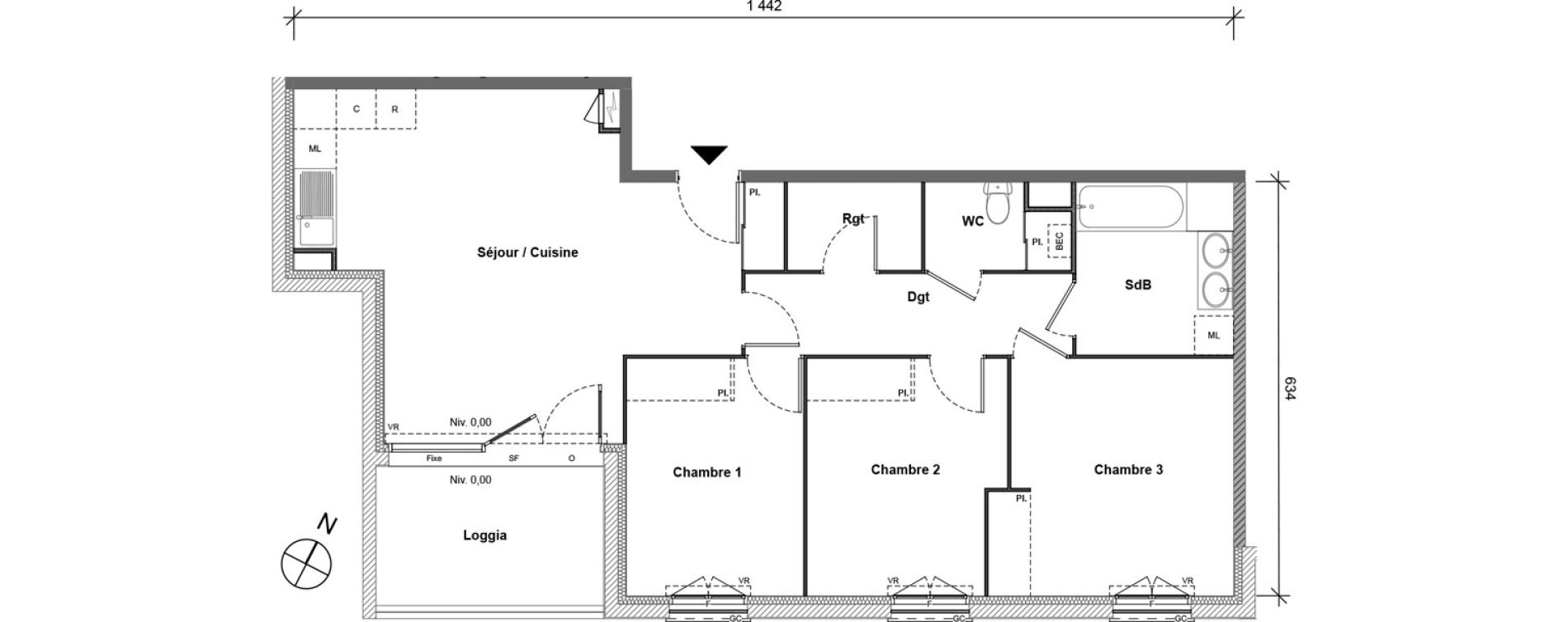 Appartement T4 de 80,76 m2 &agrave; Limoges &eacute;toile de fontaury