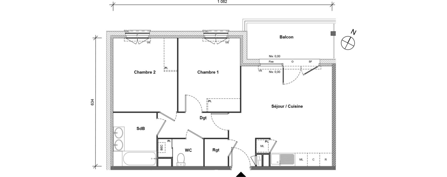 Appartement T3 de 60,34 m2 &agrave; Limoges &eacute;toile de fontaury