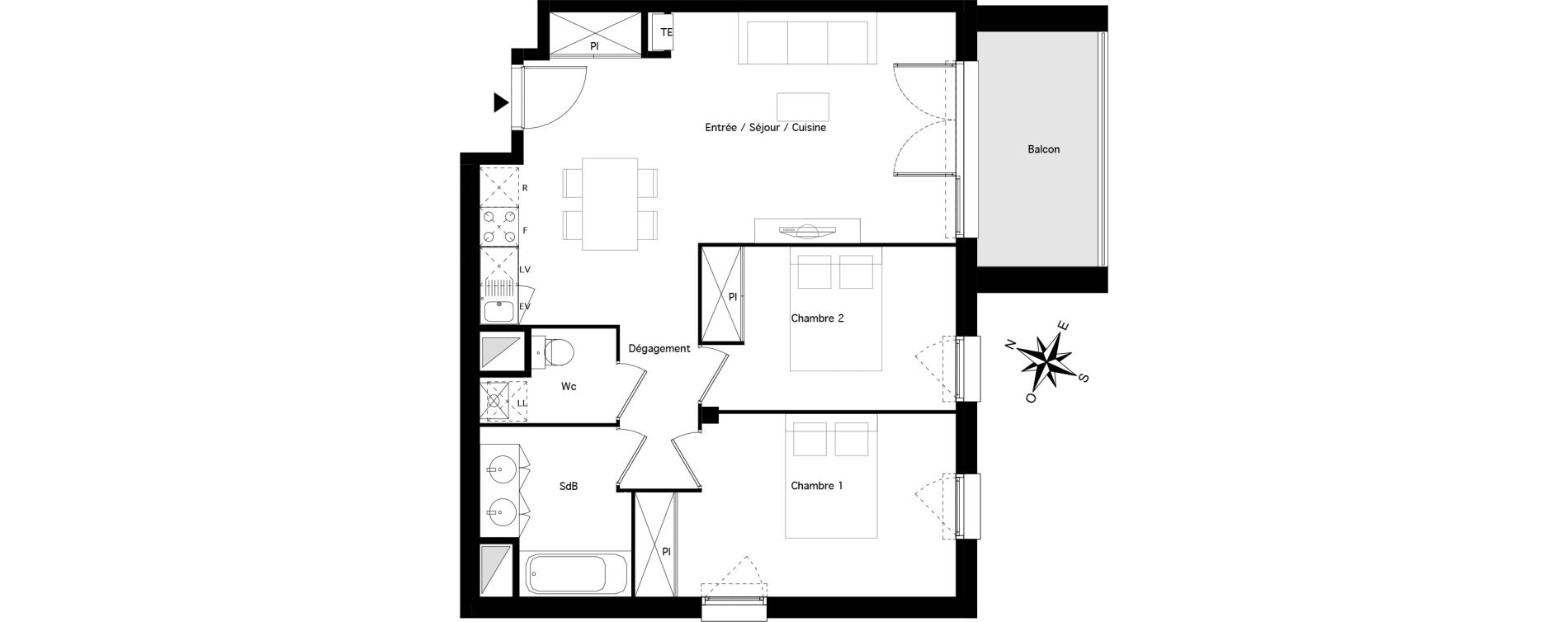 Appartement T3 de 60,38 m2 &agrave; B&eacute;nesse-Maremne Centre