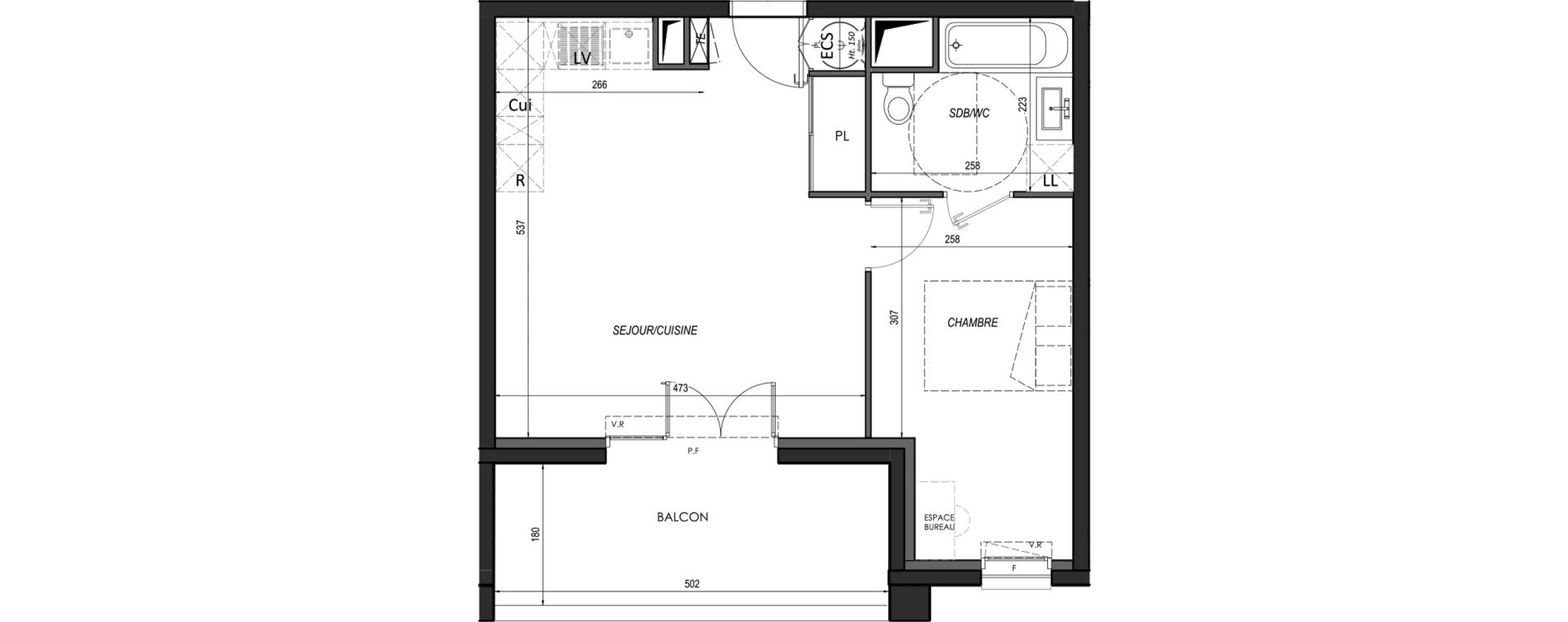 Appartement T2 de 41,06 m2 &agrave; B&eacute;nesse-Maremne Centre