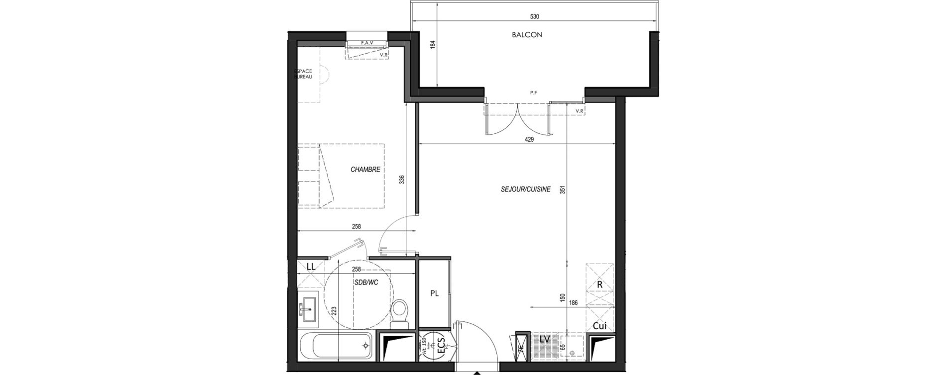 Appartement T2 de 40,22 m2 &agrave; B&eacute;nesse-Maremne Centre