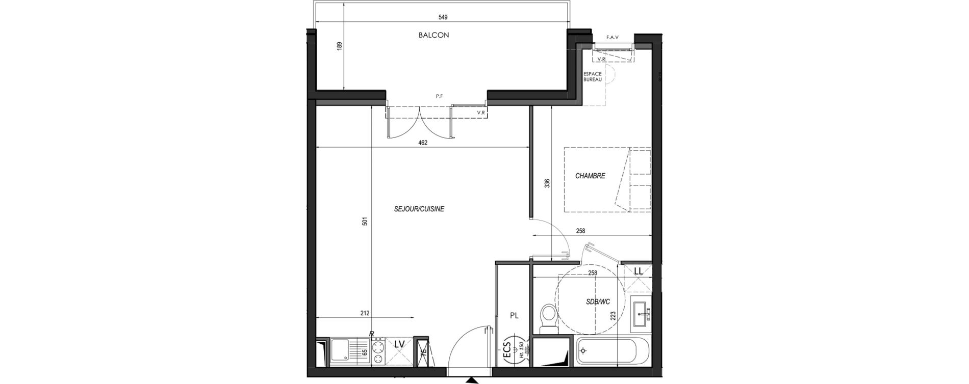 Appartement T2 de 41,33 m2 &agrave; B&eacute;nesse-Maremne Centre