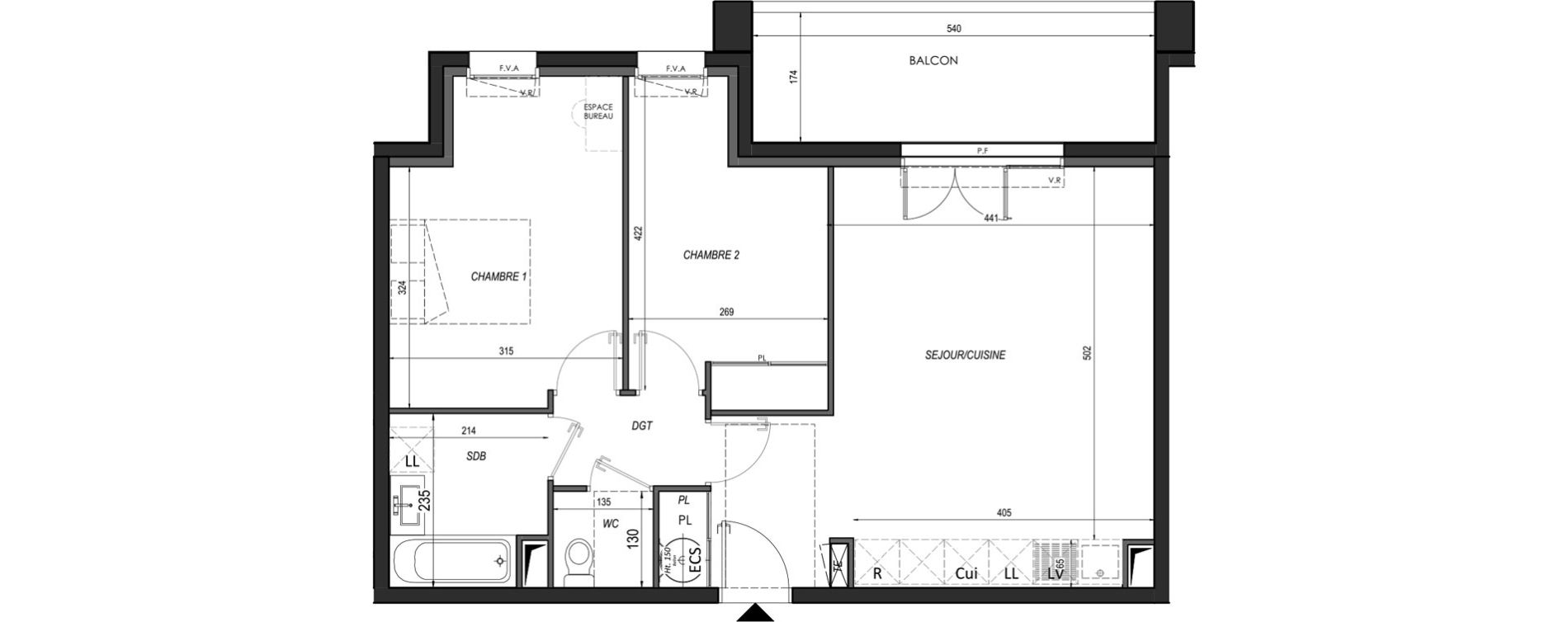 Appartement T3 de 60,56 m2 &agrave; B&eacute;nesse-Maremne Centre